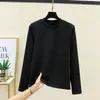 Camiseta Térmica Feminina de Manga Longa Outono Inverno Estilosa Versátil Emagrecedora Fina Camada Base de Lã Tamanho Grande Espessada Gola Redonda