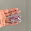 Colar de Renda com Pingente de Gota de Diamante Cintilante Estilo Palácio, Fresco e Refinado, Brincos de Luxo Leve, Presente com Toque de Alta Qualidade, Versátil