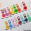 Chaveiro de Contas Tira de Silicone Corda de Couro Pingente Acessórios de Metal Argola de Aço Fivela de Porta Anel de Cartão Pequeno