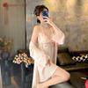 Vestido de Noche de Tirantes de Ácido Acético Conjunto de Dos Piezas Sexy Francés Cinturón Almohadilla en el Pecho Ropa para el Hogar Encaje Vestido de Noche de Estilo Alto para Niña