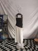 En Stock 2025 Nueva Moda Femenina Transfronteriza Elegante Top Tubo de Retazos Estilizado Vestido Largo Ajustado con Corbata al Cuello y Diseño de Cinta