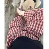 Calça Cropped Casual Versátil Tendência Xadrez Vermelho e Azul Elástica Dupla Face Estilo Novo Temporada Primavera Verão 2026