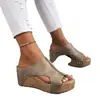 Las sandalias de cuña son populares en verano, nuevas sandalias romanas de punta redonda con plataforma de suela gruesa para mujer, chanclas de plataforma de importación extranjera de talla grande con diseño de boca de pez