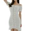 Vestido de encaje con cuello en V estilo dulce y picante para mujer, estilo coreano, elegante, reductor de edad, para fiesta, a la cadera.
