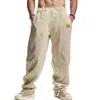 Estação Independente Transfronteiriça Nova Calça Casual de Linho de Verão para Homem Perna Larga Respirável Simples Calça de Praia para Homem