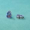 Plata de Pie S999 Nuevo Estilo Chino Moda Nacional Azul Quemado Cloisonné Recortado Flor Hueca Cuenta de Calabaza Diy Pulsera de Mano Accesorios de Plata