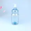 500ml Botella de Plástico Champú Gel de Ducha Desinfectante de Manos Azul Transparente Redonda Botella de Plástico