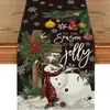 Caminho de Mesa de Natal Festa na Cozinha Mesa de Jantar Guirlanda de Árvore de Natal Boneco de Neve Sinos Rena Papai Noel Decoração de Caminho de Mesa de Natal