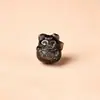 Accesorios de Tallado de Obsidiana Natural para Manualidades Colgante de Cabeza de Gato Pixiu León Despertar Paz con Agujero Pasante Adornos de Obsidiana Dorada y Plateada