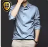 Camisas de Manga Larga para Hombre de Primavera y Otoño, Anti-Arrugas, Sin Planchar, Ropa Formal Profesional, Camisas Elegantes de Seda Helada de Moda, Camisas Negras de Pulgada