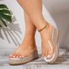 Nuevas Pantuflas de Verano 2026 Talla Grande para Mujer, Estilo Europeo y Americano, Tira Transparente, Tacón de Cuña, Suela Gruesa, Sandalias Casuales Peep-Toe