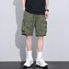 Shorts de Seda de Hielo para Hombre 2024 Verano Nuevo Verde Militar Ropa de Trabajo Americana Marca de Moda Deportes Casual Pantalones de Cinco Puntos para Hombre