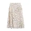 Falda Blanca de Lunares con Volantes, Falda Irregular de Longitud Media para Mujer, Diseño Retro de Primavera Talla Extra Falda de Línea A