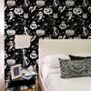 Fondo de Pantalla Simple de Calabaza Fantasma Blanco y Negro para Sala de Estar y Dormitorio Pared de Fondo Decoración del Hogar Pegatinas de Pared