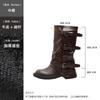 Botas Western con Hebilla de Cinturón de Suela Gruesa para Mujer 2026 Otoño e Invierno Nueva Moda Versátiles Botas Apiladas Plegadas de Longitud Media para Pantalón