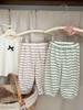 Calça Comprida Listrada Estilo Coreano Tendência para Meninas Primavera e Outono Calça com Orelhas de Coelho de Desenho Animado Calça Jogger Solta para Bebê