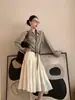 Camisa de Algodón a Cuadros Vintage para Mujer con Diseño de Hombros Caídos para Otoño, Top Casual 95908