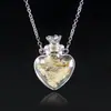 Collar con Colgante de Botella de Aceite Esencial de Vidrio Transparente en Forma de Corazón, Colgante de Botella de Fragancia, Collar Sencillo de Acero de Titanio, Regalo para Amigos y Parejas