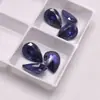 Pedra preciosa azul tanzanita em formato de gota Pedra solta Pingente Incrustação com Zircônia sintética em formato de pera Gota Pedra de safira azul profunda