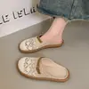 Medias zapatillas transpirables de malla con punta cerrada para mujer, calzado de verano para exteriores, nuevos estilos 2026, zapatos tejidos de red, sandalias slip-on huecas de suela gruesa