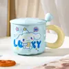 Taza de Cerámica Linda con Tapa Taza de Agua de Alto Valor para Niña Taza de Pareja para Regalo de Cumpleaños de Mejor Amiga Taza de Regalo de Acompañamiento
