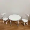Casa de Muñecas en Miniatura DIY Juguete de Comida Blanco Mini Muebles de 12 Puntos Escena Modelo Juego de Sillas de Madera Accesorios de Mesa de Comedor