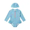Traje de baño de una pieza nuevo hecho a medida transfronterizo para niñas para jugar en el agua, ropa de protección solar, traje de una pieza con protección solar para niños