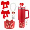 Tampa de Proteção contra Poeira de Canudo de Silicone Stanley Cup Corrente de Copo Decorativa de Pérolas Pingente de Liga Leve Bolsa Pequena Estilo Chanel