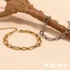 Moda Ins Europea y Americana Diseño Simple de Nicho Decoración para el Pie Acero Inoxidable Chapado en Oro de 14K Empalme de Papel Tobillera Ancha para Mujeres