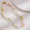 Collar de Vacaciones de Playa Bohemio Transfronterizo Europeo y Americano Moda para Mujer Cadena de Tarjeta para el Cuello con Estrellas de Mar, Conchas y Cuentas de Arroz