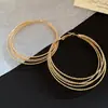 Pendientes de Aro Multicapa Transfronterizos Europeos y Americanos, Pendientes de Metal Pesado de Moda Retro, Pendientes de Lujo Ligero de Gama Alta para Mujer al por Mayor