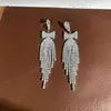 Coreia do Sul argola de prata 925 luxuosa elegante brilhante strass laço franja brincos modernos versáteis longos brincos para mulheres