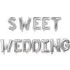 Balões de Letra 'Happy Wedding' de 16 polegadas Transfronteiriços Prata Balões de Decoração de Casamento Romântico Atacado