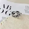Anillo Abierto Estilo Chanel Dulce y Fresco con Circonita para Mujer, Anillo Apilable para Dedo Índice, Anillo Minimalista de Alta Gama, Anillo Único Versátil de Moda