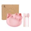 Venta al por mayor jardín de infantes bebé plato dividido comida rápida plato de comida juego de vajilla para niños paja de trigo juego de cuatro piezas regalo