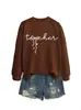 Sudadera de manga larga con cuello redondo y estampado de estrella con lazo, estilo tech, casual y cómoda, para mujer, para comercio exterior