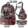 Mochilas Escolares Tendência Europeia e Americana Transfronteiriças, Roupas com Personagens Impressão Colorida 3D Conjunto de Mochilas Duplas de Viagem