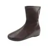 Botas de couro super macias, aumento de 3 cm na altura interna, bico redondo, efeito emagrecedor, elástico, sola reta, novo estilo 2026, botas de cano médio, botas de cano alto