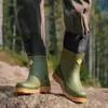 Botas de Chuva Masculinas Transfronteiriças com Cordão Sapatos Masculinos de Cano Médio-Alto Impermeáveis Antiderrapantes Sapatos de Borracha para Trabalho Calçados Aquáticos Botas de Chuva para Cozinha Botas Aquáticas para Homens