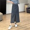 Saia de Terno da Loja Hemend Buyer! Saia Longa de Lã Tencel com Fenda Frontal, Elegante com Efeito Emagrecedor, Saia Tubo em H para Mulheres