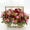 10 Galhos de Flor Artificial de Botão de Chá Estilo Europeu para Decoração de Casamento, Decoração de Casa, Enfeites de Flores Artificiais, Adereços de Fotografia
