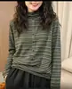 Sudadera Nueva Estilo Otoño 2026 Moda Femenina Cuello Semi-Alto Rayas Holgada Temperamento Manga Larga Capa Base Transfronteriza