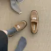 2026 Zapatos Pequeños de Cuero Estilo Británico Zapatos Planos para Mujer Primavera y Otoño Zapatos Pequeños de Cuero Estilo Francés Negro Versátil Slip-on Gamuza
