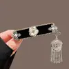 Pasador de Pelo con Borla de Campana de Diamante Azul para Mujer, Accesorio de Pelo Exquisito de Gama Alta, Pinza Lateral, Pasador de Pelo, Pinza BB Lateral de Estilo Antiguo