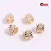 Ouro 14K Zircônia Microcravejada Espaçadores de Espiga de Trigo com Furo Grande Contas de Pena Redondas Material de Corda Trançada Acessórios para Joias DIY