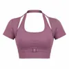 Deportes Fitness Colgante del Cuello Sujetador Corto de Yoga Falso Dos Piezas Integrado Taza Fija Superior Casual para Exteriores Correr