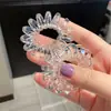 Diadema de línea telefónica de cristal transparente flor de cáñamo anillo de teléfono cuerda para la cabeza de alta elasticidad banda de goma goma para el pelo bobina eléctrica