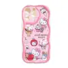Adecuado para Apple 17Promax Patrón Ola Rosa Gatito Kt Tridimensional 16 Lindo 15 Celebridad de Internet 14 Niñas 13 Funda para Teléfono Móvil