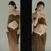 Tema Estúdio Fotográfico Novo Retrô Novo Estilo Chinês Vestido Amassado com uma Vibe Descolada para Sessão de Fotos da Barriga de Grávidas