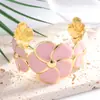 Pulsera estilo francés de color vintage bloqueado con goteo de aceite y diseño de pétalo floral tridimensional, brazalete ajustable, joyería popular en línea
